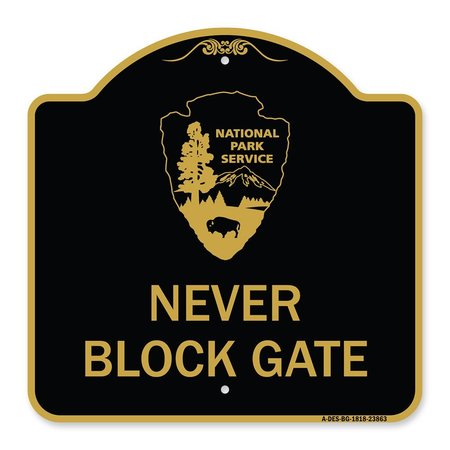 SIGNMISSION National Park Service-Permit Parking Only, Black & Gold Aluminum Sign, 18" x 18", BG-1818-23863 A-DES-BG-1818-23863